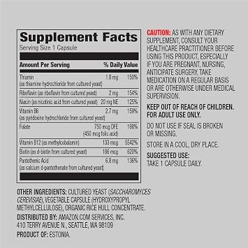 Amazon Elements Chelated Magnesium Glycinate (240 Tablets) and Amazon Elements B Complex (65 Capsules)