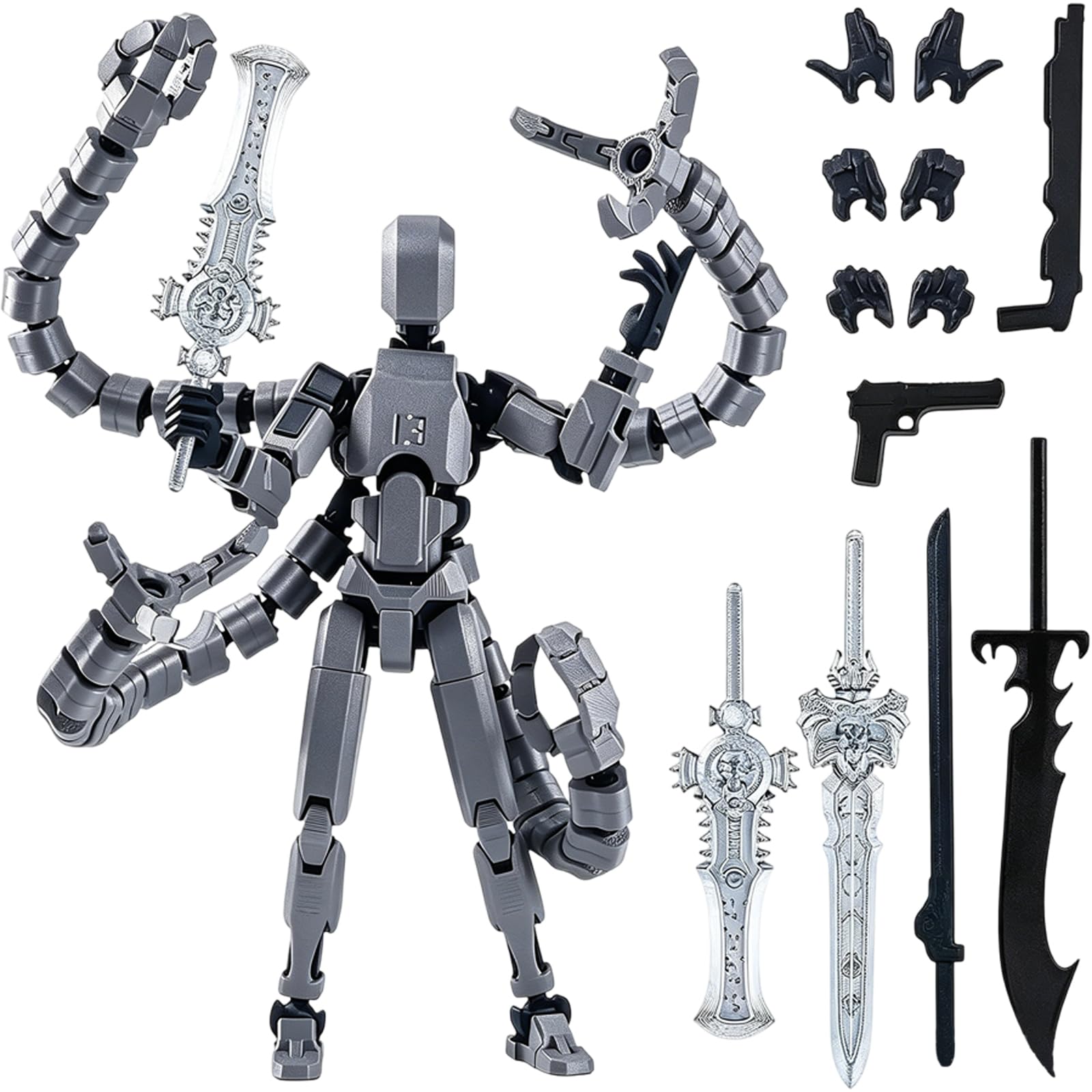 XZSKD Dummy 13, T13 Action Figure Already Assembled, Multi-Jointed Articulated Design for Stop Motion Photography, Desktop Decoration Display with Silver Finish