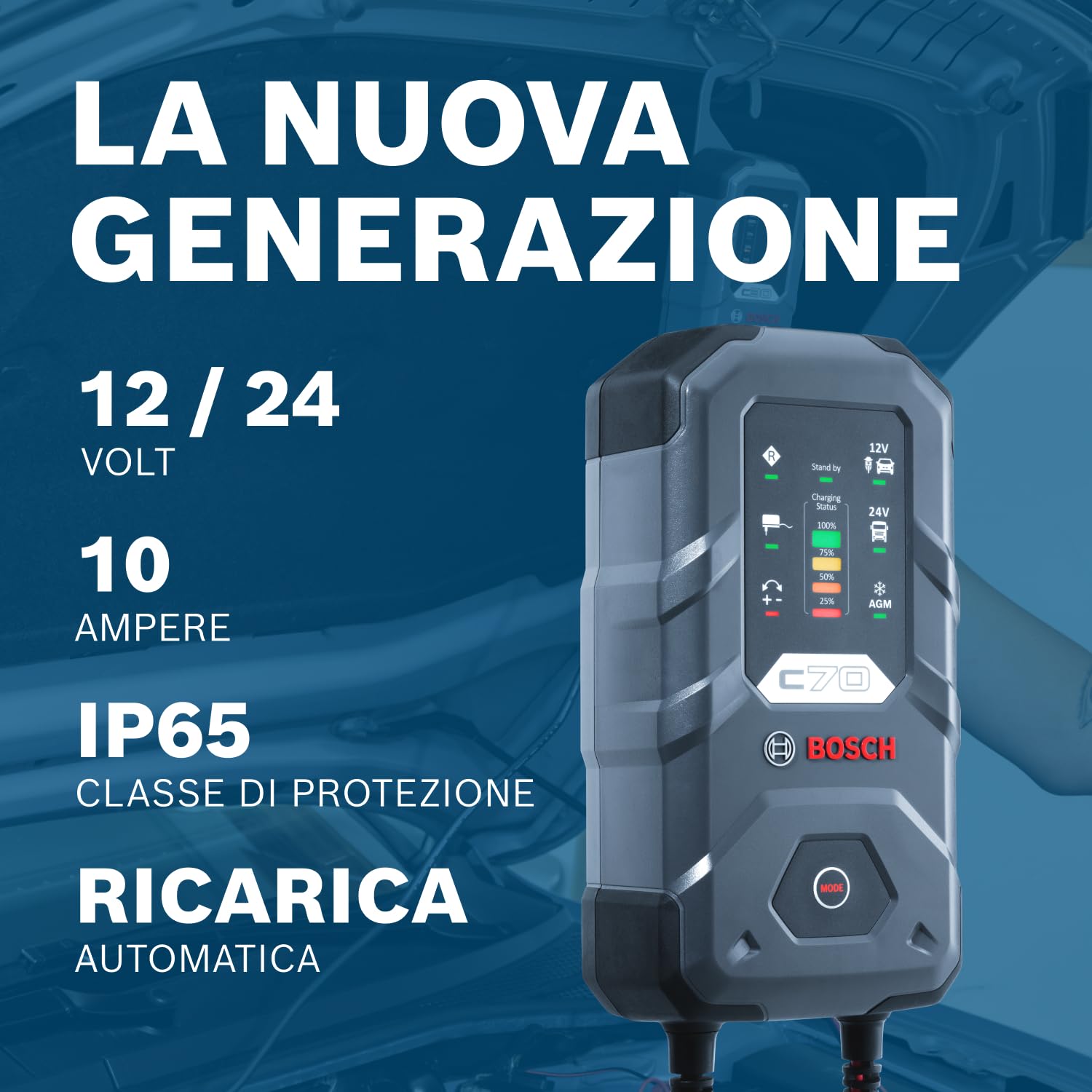 Bosch C70 Ładowarka 12V 24V 10A do Akumulatorów Kwasowo-Ołowiowych EFB GEL AGM SLI