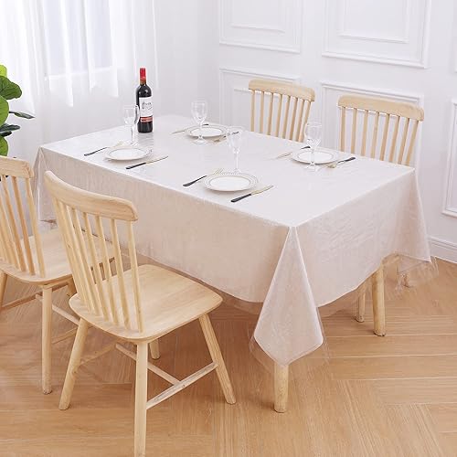 Miniatura 8 de Smiry Mantel de plástico transparente de 60 x 102 pulgadas, protector rectangular de vinilo impermeable, a prueba de derrames de aceite, lavable,