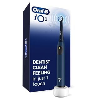 Oral-B Rechargeable Electric Toothbrush, iO2, 3 Cleaning Modes, Automatic Pressure Sensor to Protect Gums, Dark Blue