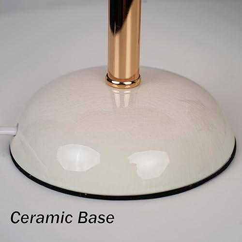 Miniatura 7 de Meefad Lámpara de noche de plumas, luz nocturna LED moderna con base de cerámica, lámpara de mesa rosa para dormitorio