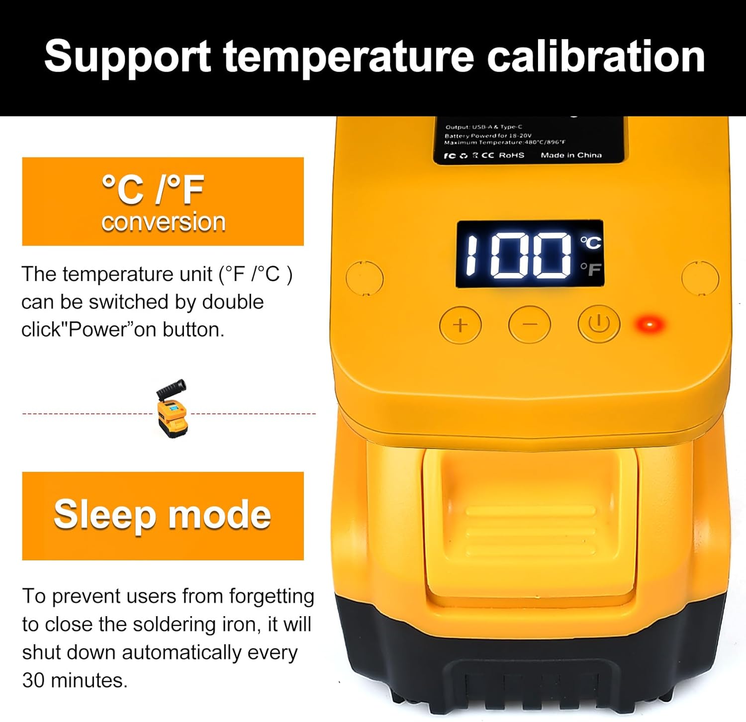 Cordless Soldering Station Compatible with Dewalt 20V Battery, Portable Electric Soldering Iron Station LCD Display with USB & Type-C, Battery Powered Soldering Kit for DIY, Appliance Repair