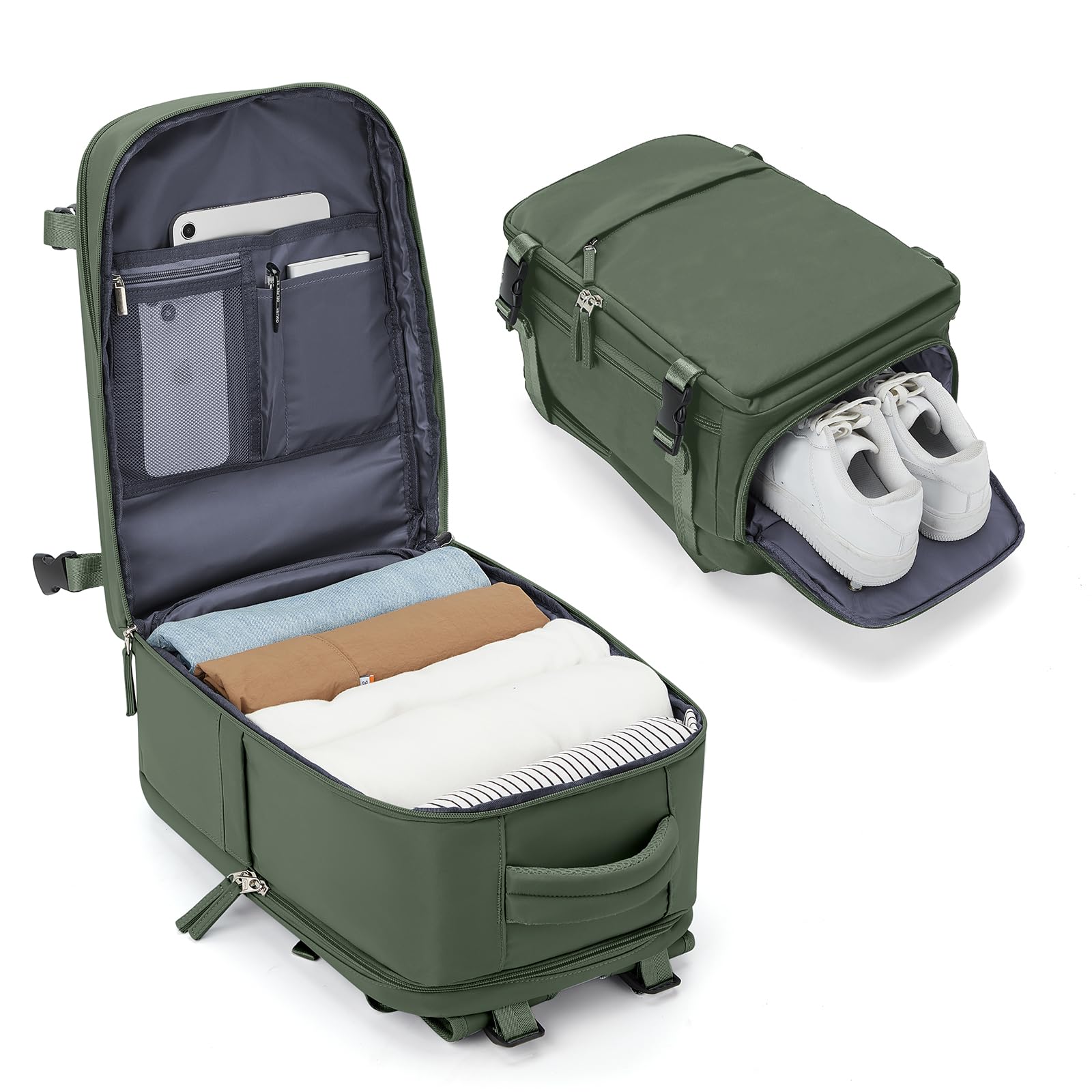 BJLFS Zaino da Viaggio con Sottovuoto Ryanair 40x30x20 Wizzair Bagaglio a mano 40x20x25 Ryanair con Pompa Borse da Cabina per Easyjet 45x36x20 con compressione sottovuoto,Zaino Casual per Laptop