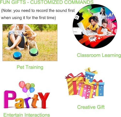 Miniatura 6 de Botón de grabación de voz, botones para perros para comunicación, timbre de entrenamiento de mascotas, grabación y reproducción de 30 segundos,