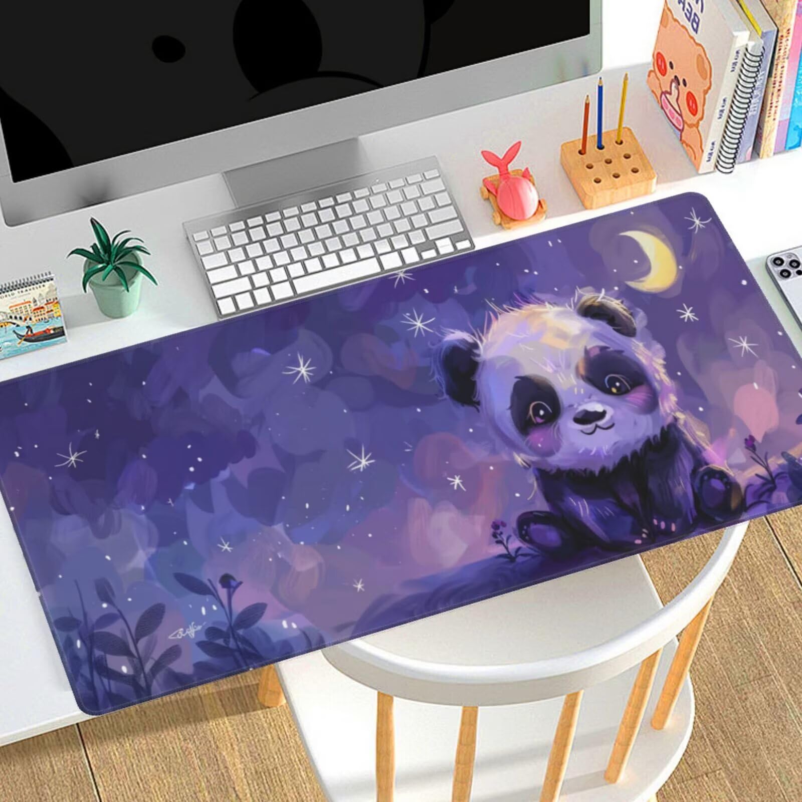 Tappetino Mouse Carino Panda gigante tappetino mouse xxl gaming 1200x600x3mm Grande Tappetino per mouse waterproof，superficie prova di versamento e base antiscivolo，casa Ufficio scrivania Decor H51
