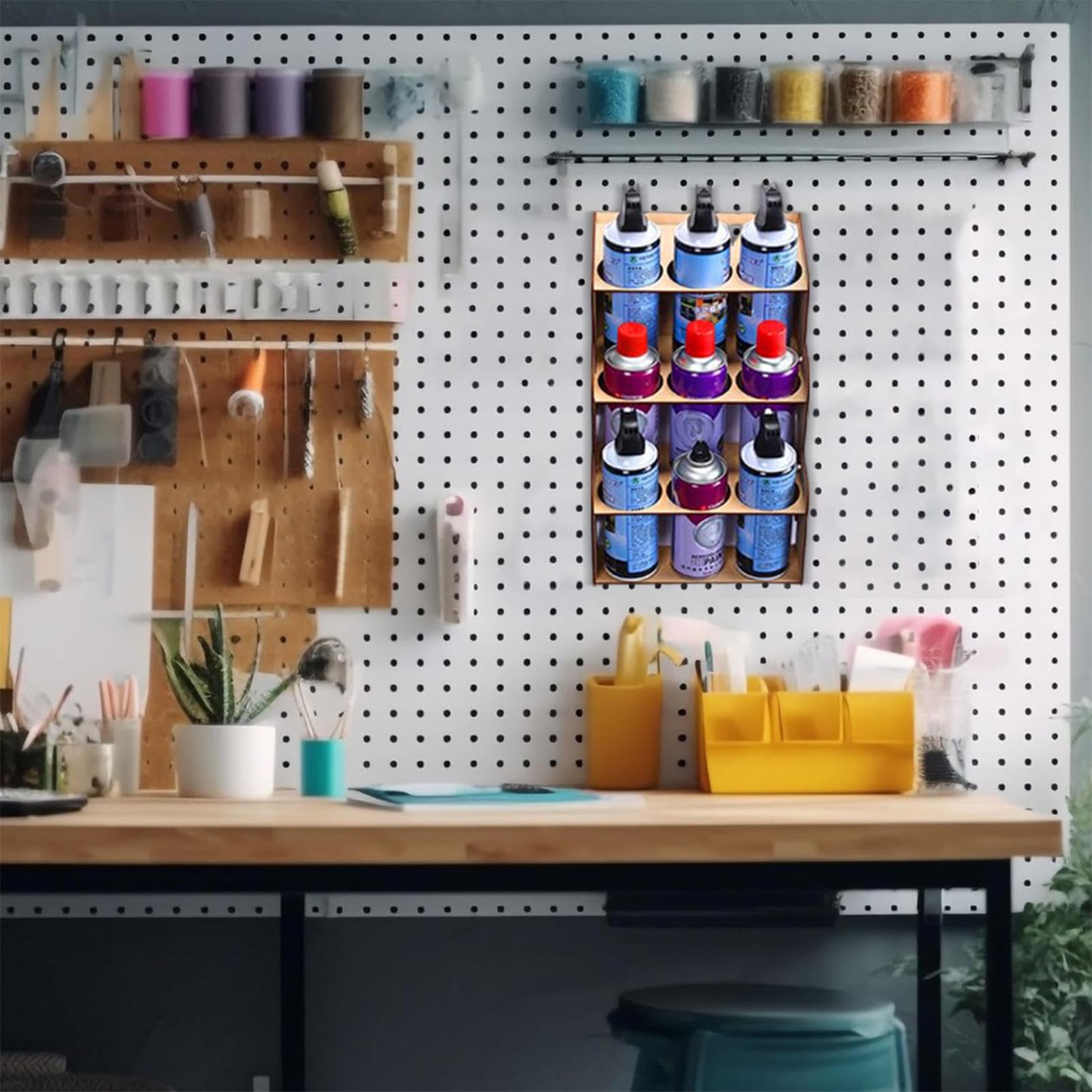 Polyvalent peut tenir, atelier d'organisation outil, rangement aérosol pratique, robuste et robuste, organisateur de stockage, Sturdy Spray Paint, Organized Workshop Setup