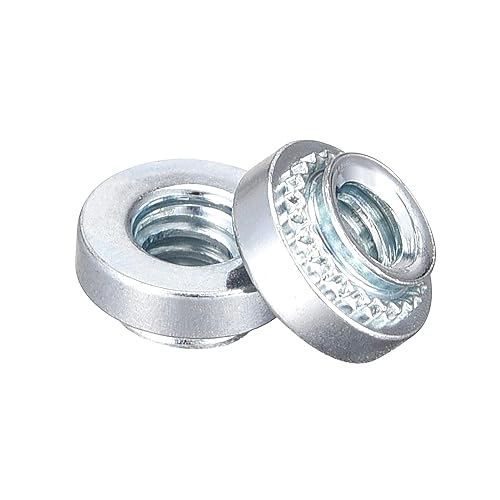 Miniatura 10 de uxcell Tuercas autoadhesivas, acero al carbono #8-32 x 0.14 pulgadas con tuerca remachadora de zinc cabeza redonda de acero para montaje de chapa