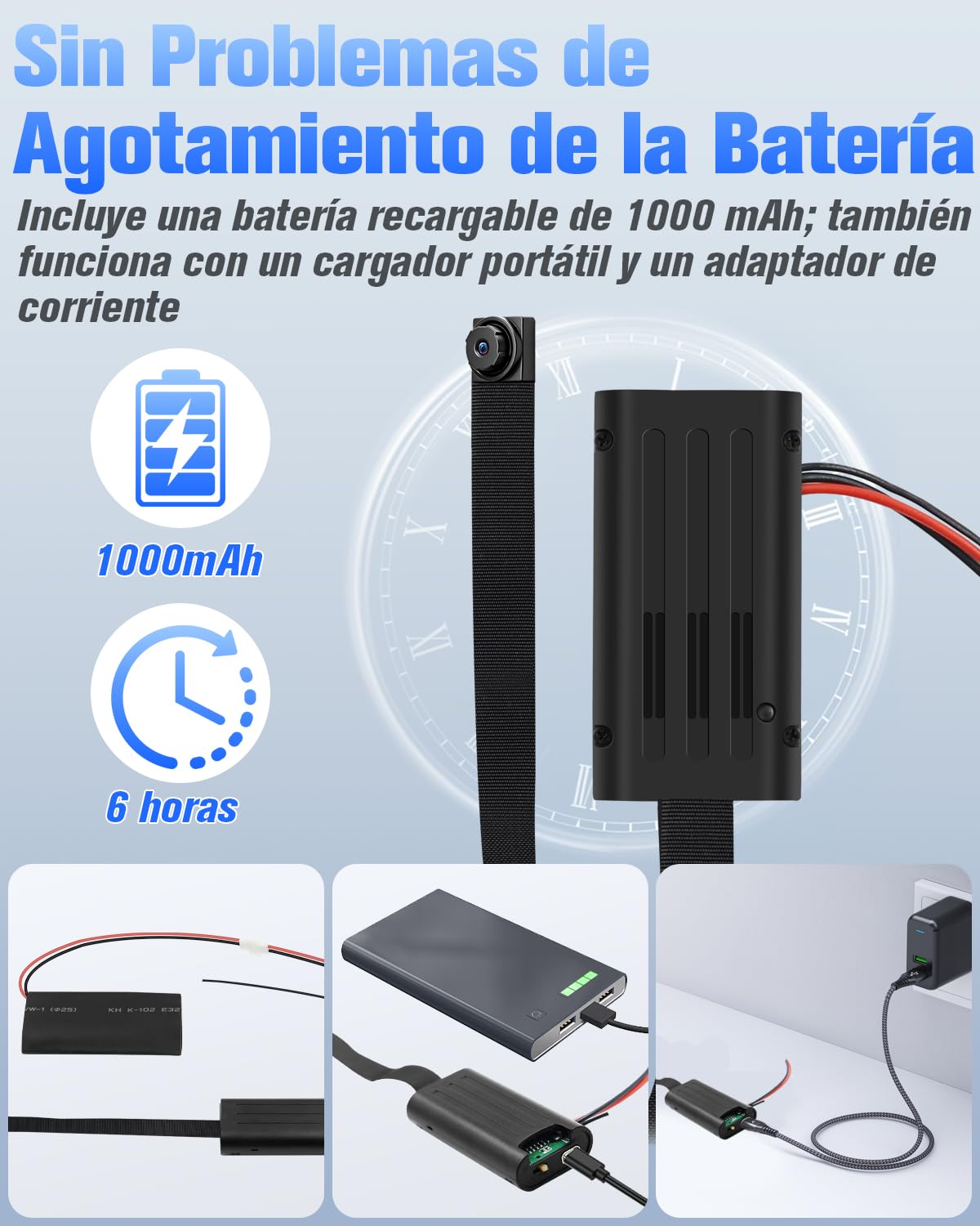 Cámara Espía Oculta, Mini Camaras Espias 1080P HD, Portátil Cámara de Vigilancia Miniatura Camara Camuflada con Detección de Movimiento Larga Duración de Batería