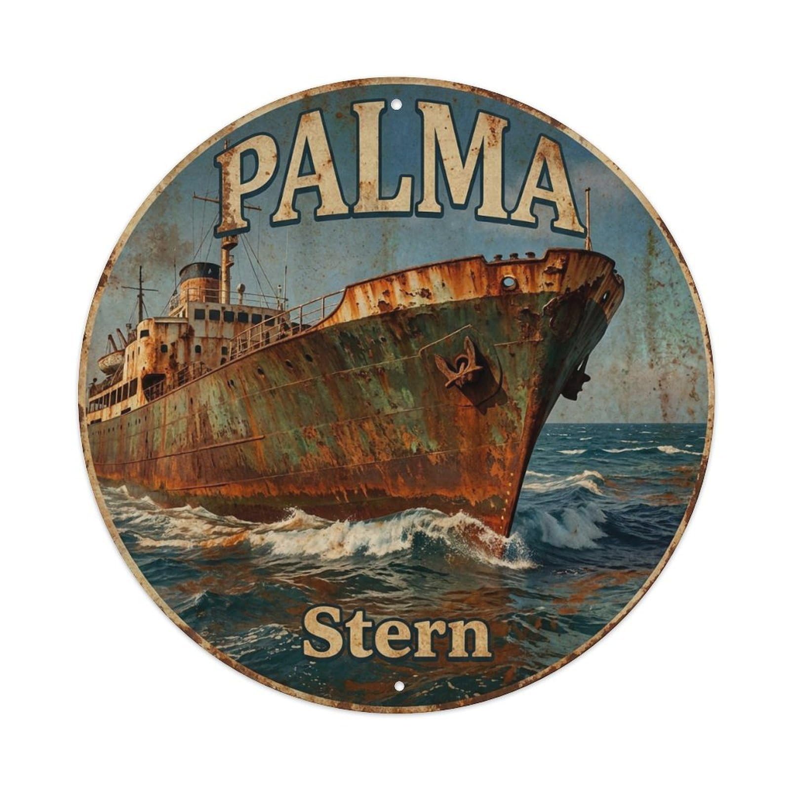Vintage Travel Palma Spain Bow Metal Tin Sign