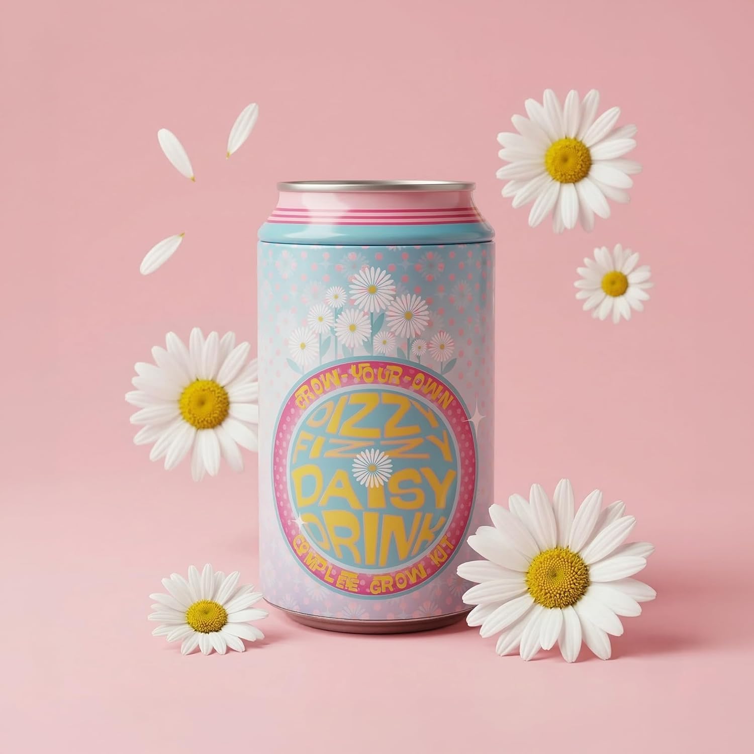 BUZZY Seeds Flower Grow Kit 6-Pack – Pansy, Lavender & Daisy Soda Cans with Seeds, Growing Medium & Liners – Fun DIY Indoor Gardening Party Favors & Gift Set