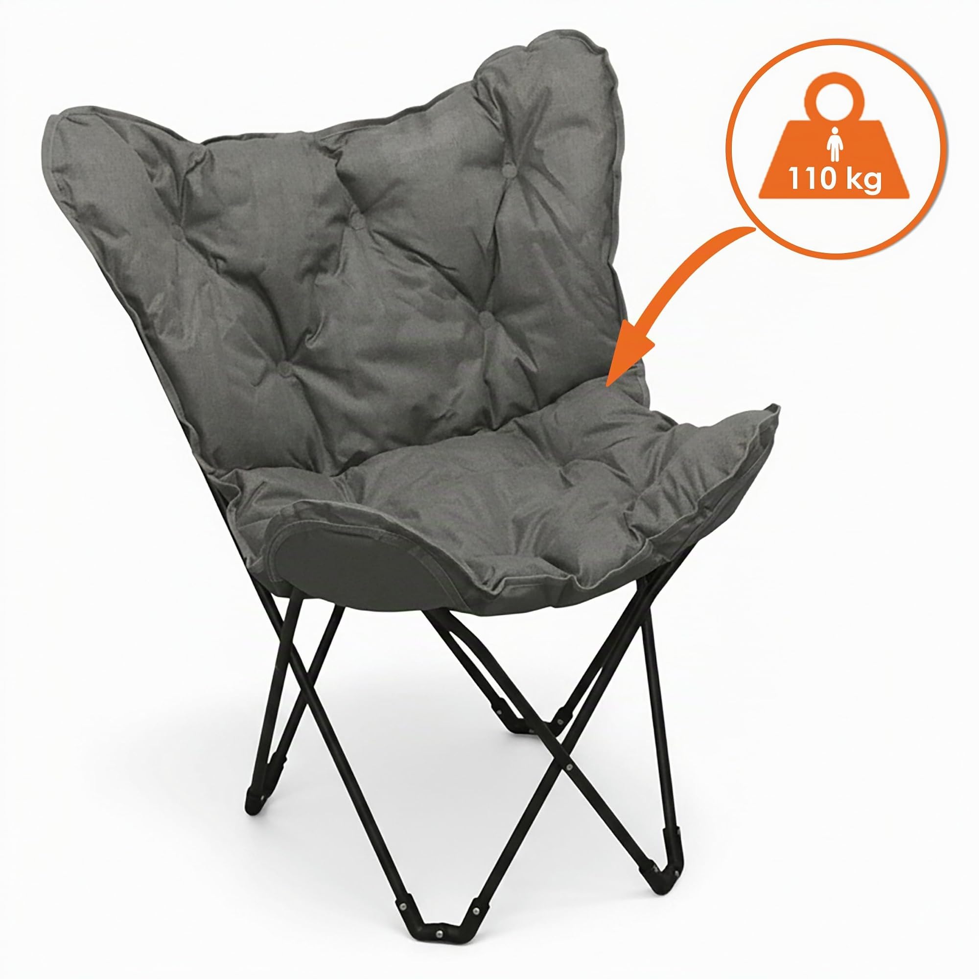 Spetebo Salon de camping avec table pliante en aluminium avec 2 sacs – 3 pièces – Ensemble de table de jardin avec 2 chaises papillon jusqu'à 110 kg – Fauteuil de salon d'extérieur pliant + table