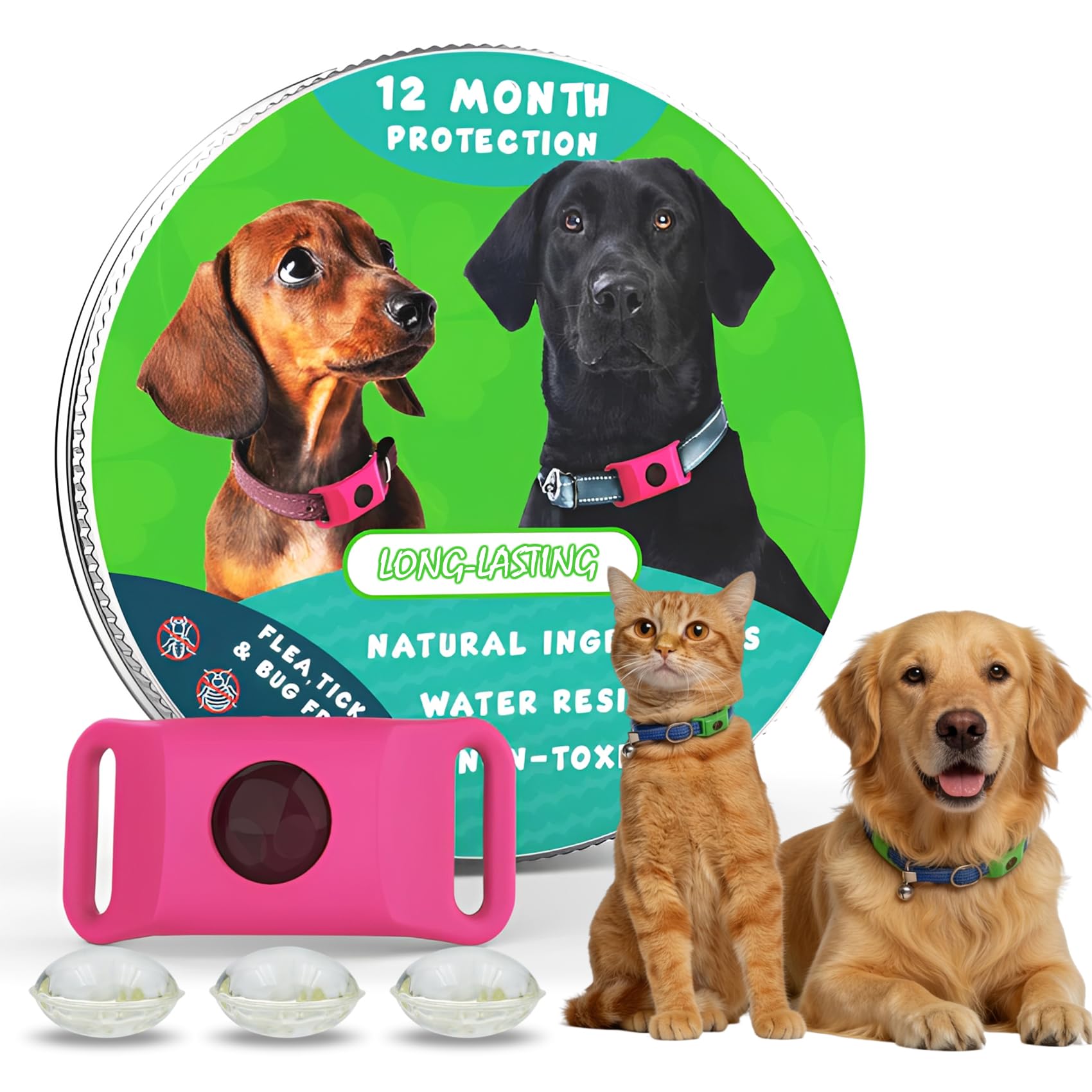 Fursure Pendant for Dogs – 2026 New Natural Pet Anti-Parasite Pendant, Long-Lasting Pet Collar Tag for Daily Protection, Lightweight, Daily Walk Comfort Design, Easy Clip Pet Supply (Pink)