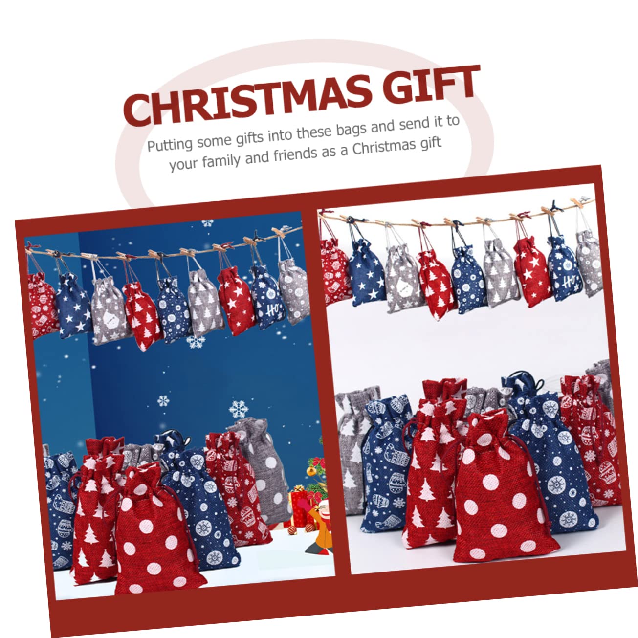 ULTECHNOVO 5sätze Adventskalender Beutel Weihnachtsgeschenktüten Mit Zugband Für Süßigkeiten Kleine Und Überraschungen Zum Dekorieren Von Baum Oder Tür