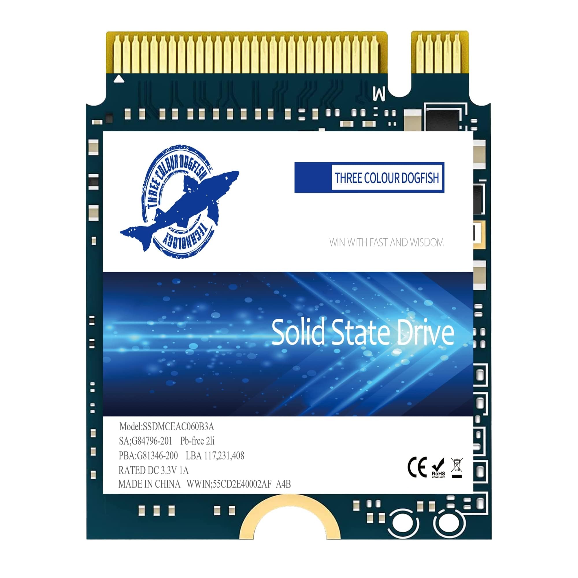 Dogfish Disque SSD Interne M.2 2230 de 128 Go, NVMe PCIe Gen 3.0 x4, Compatible avec Steam Deck, Ordinateurs Portables et Ordinateurs de Bureau