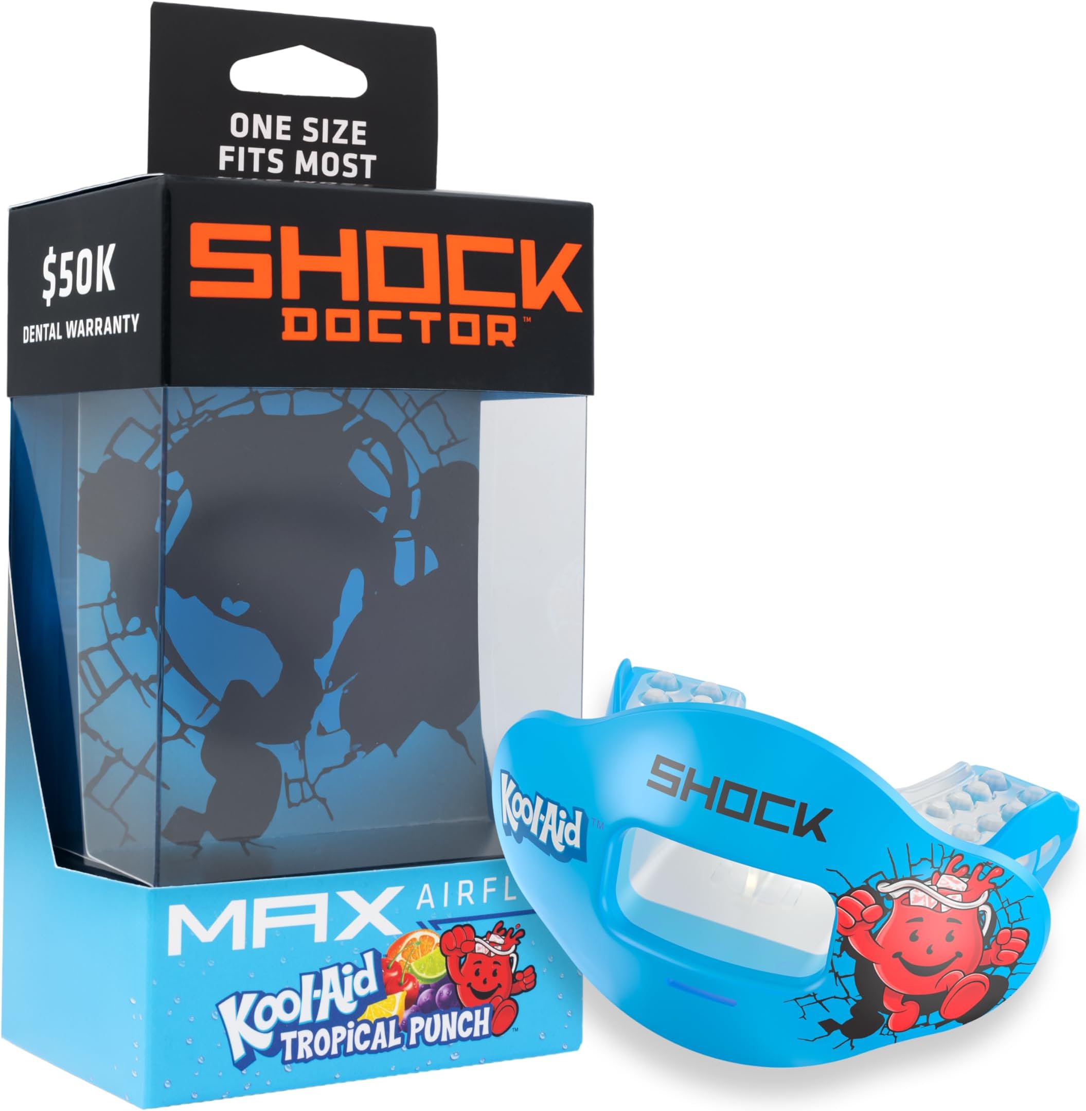 Kool Aid Lip Guard Mouth Guard - Max Air Flow, Full Mouth Protection Compatible with Braces, Lip Guard, Instant Fit Mouthguard for Football, Hockey, Lacrosse