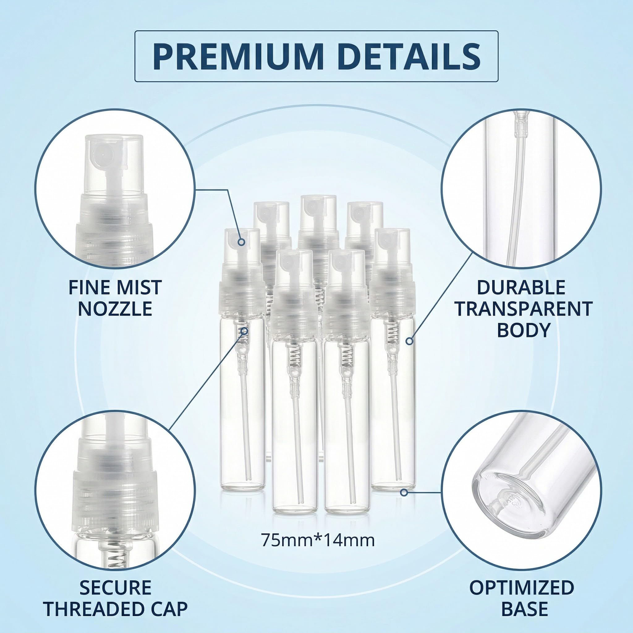 3 ml Próbki perfum, 30 szt. rozpylacza perfum, mini butelka z rozpylaczem, wielokrotnego użytku butelka na perfumy, przezroczyste puste butelki zapachowe podróżne, do perfum w płynie