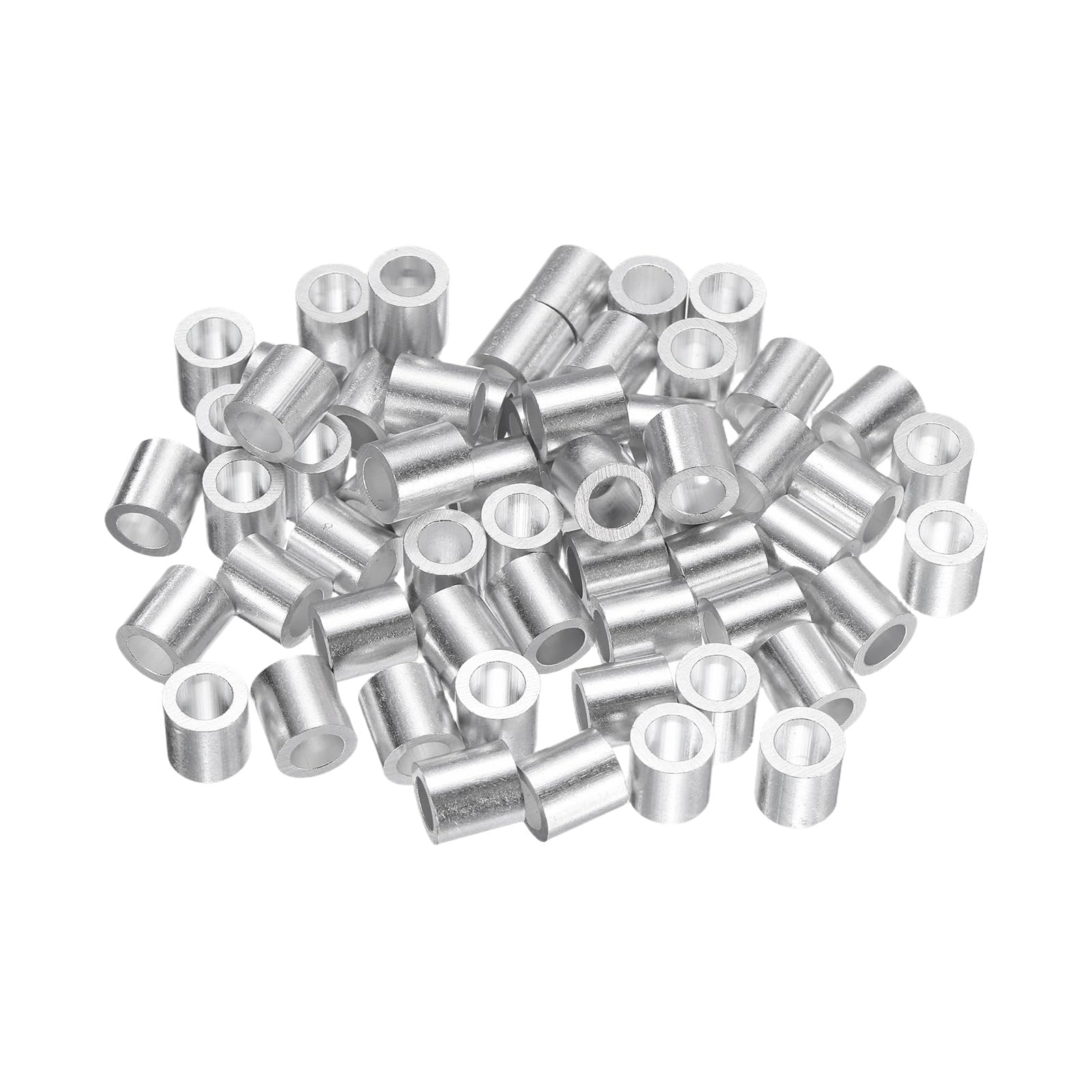 Manchons à sertir ronds aluminium câble métallique 1,9 cm bague de serrage uxcell, 60 pièces
