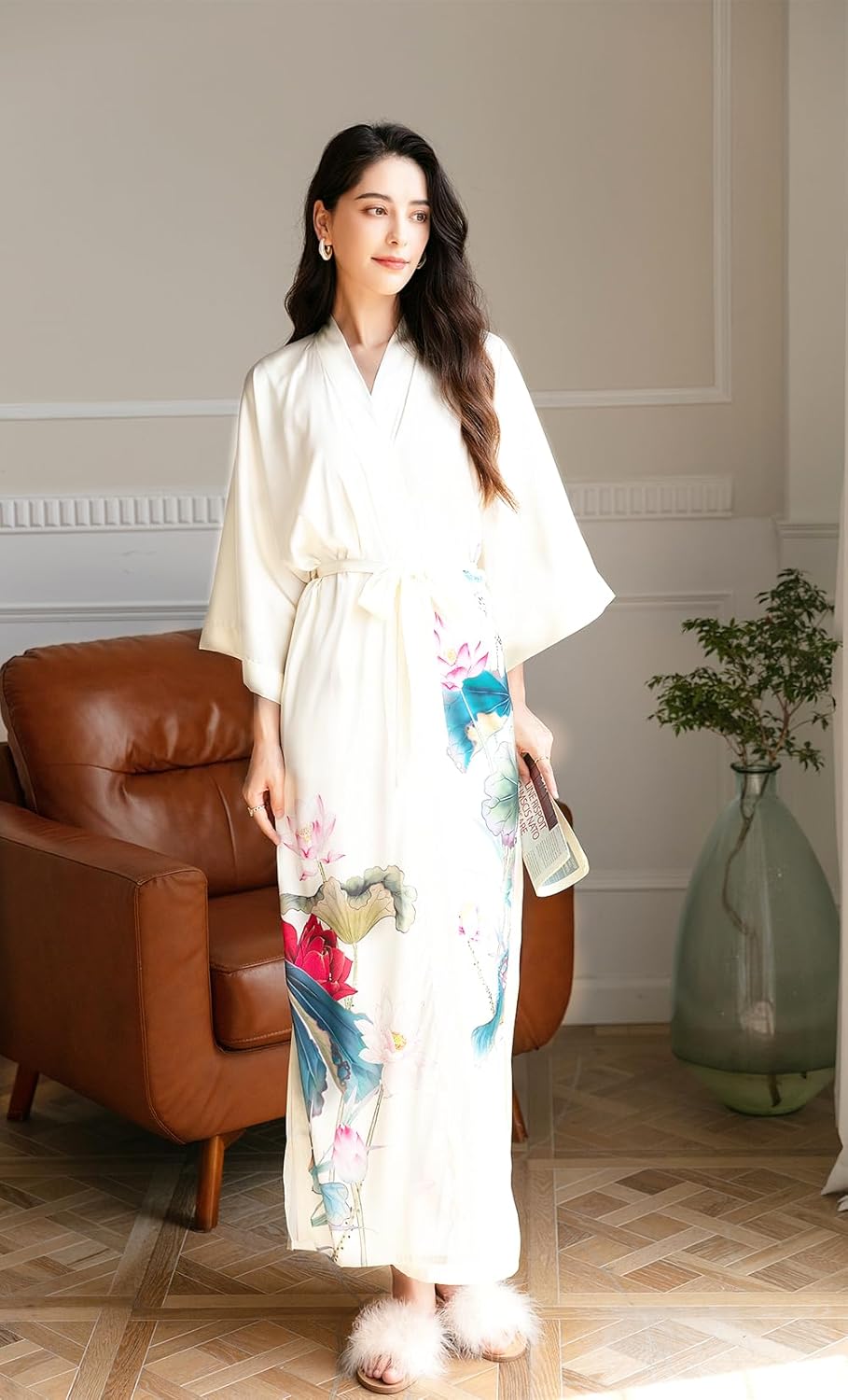 women's satin kimono robes, bathrobes, pajamas, loungewear - Image 4
