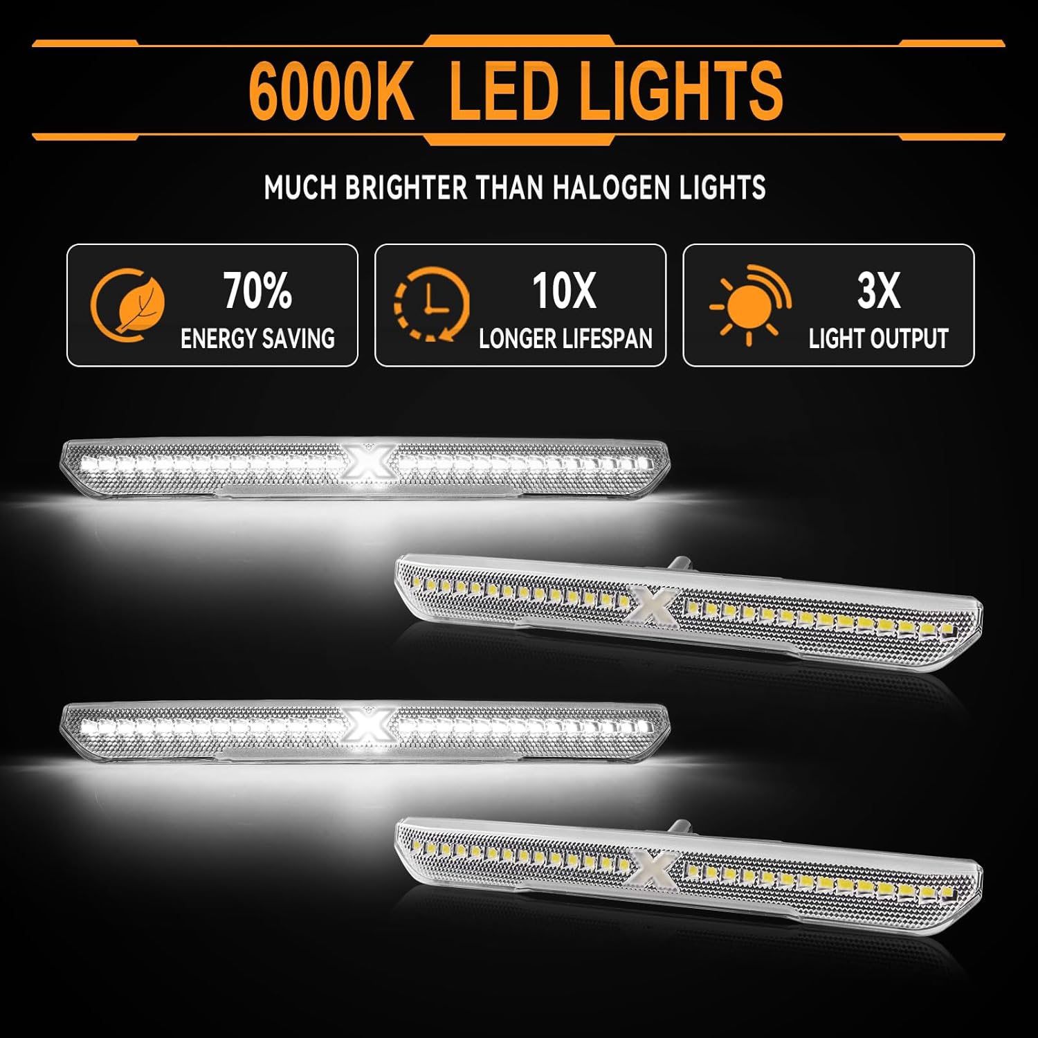 LED Side Marker Lights for 2020-2024 GMC Sierra 2500HD 3500HD XStyle [Patent Pending] Front Rear Bumper Fender Marker Lamps Clear Lens White Light 4PCS Spirit Snake Series