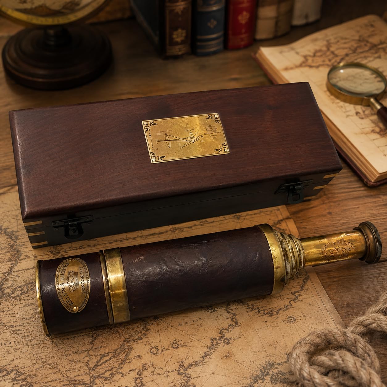 Amazon.com: Antique Brass Leather Telescope Kelvin & Hughes London