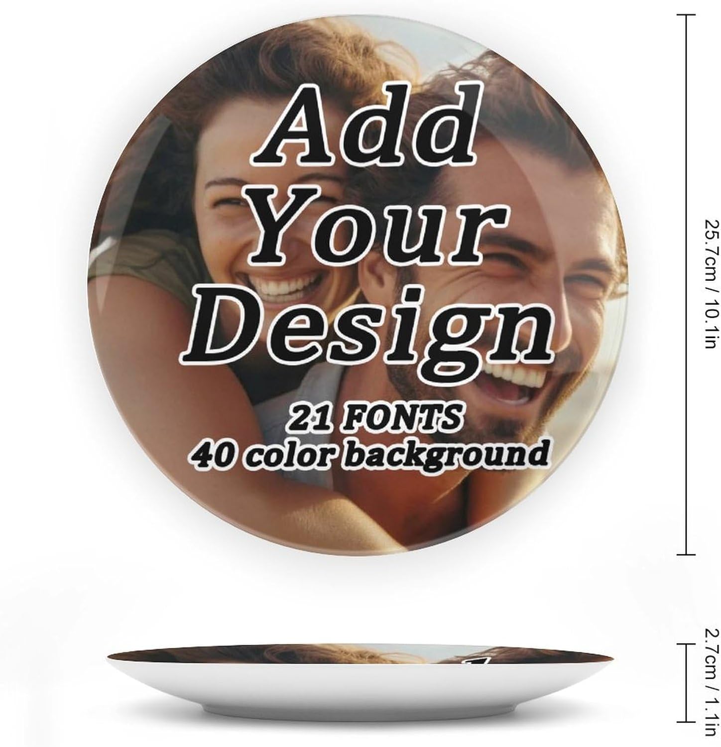 Custom Photo Ceramic Decorative Plates Personalized Dishes With Display Stand Gift For Birthday Family Wedding,10in