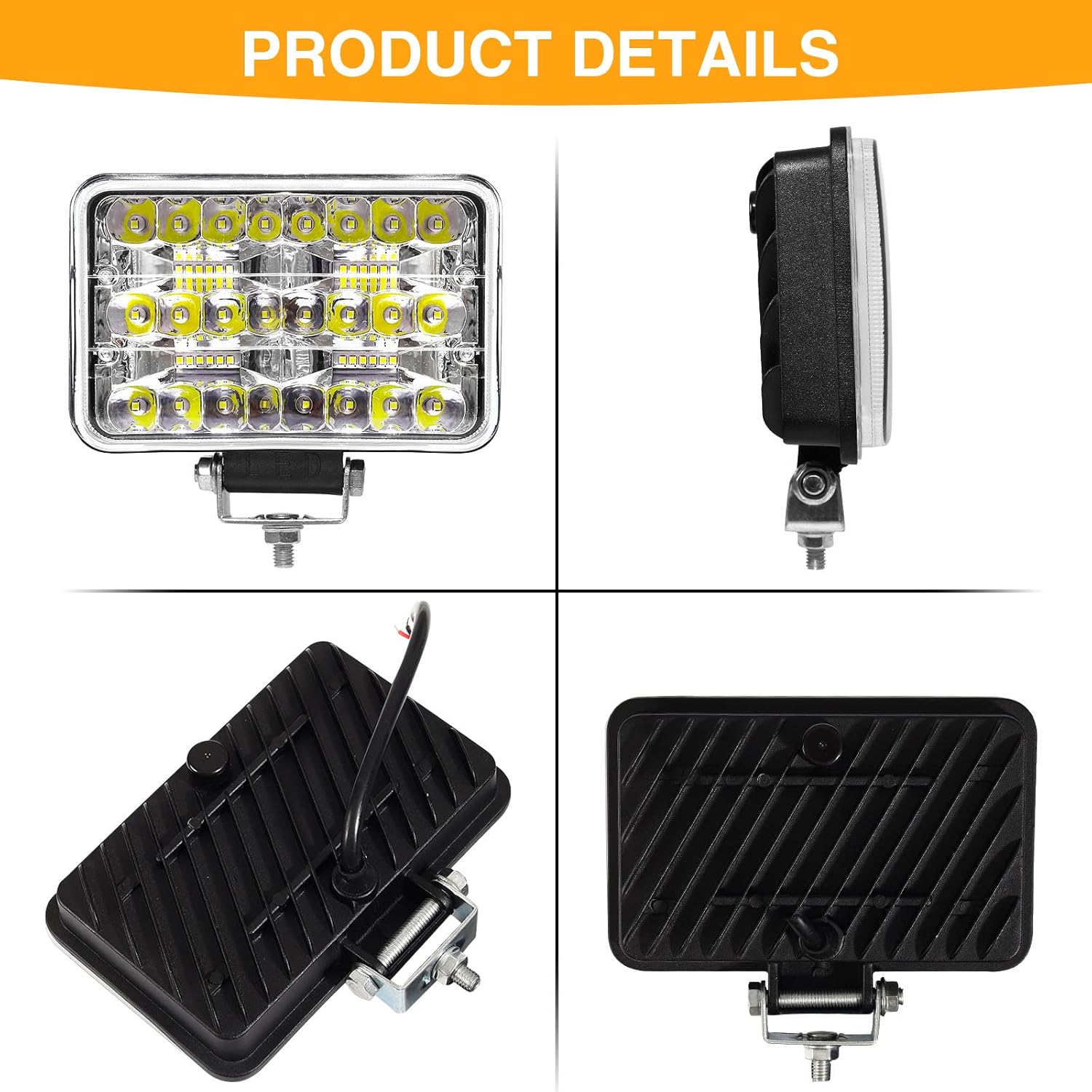 2x7 Inch Heavy Equipment LED Bar Light Work Light, 144W 48000LM Five-Rows Spot & Flood Combo Pods Driving Headlight for Car Off Road UTV ATV SUV Truck Tractor