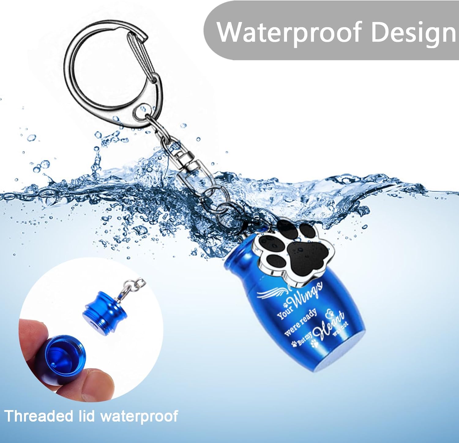 weikui 4Pcs Pet Urns Keychain for Dog Ashes Keychain Cremation Jewelry with Dog Paw Print Memorial Urn