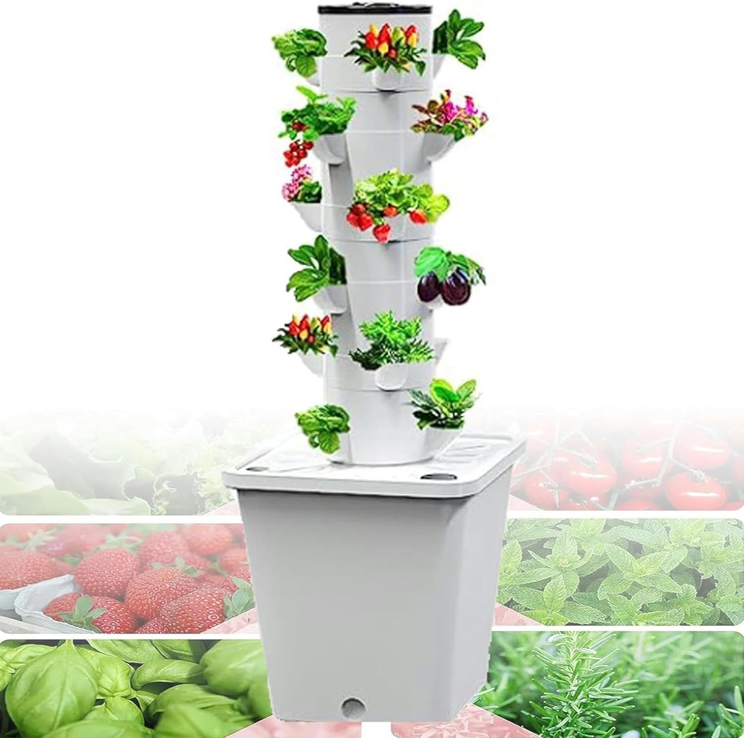 15/20/25/30hole - Plant Hydroponics Tower, 3/4/5/6 Floors - Garden Hydroponic Growing System, Timer for Herbs, Fruits and Vegetables,White-20Hole//1pc