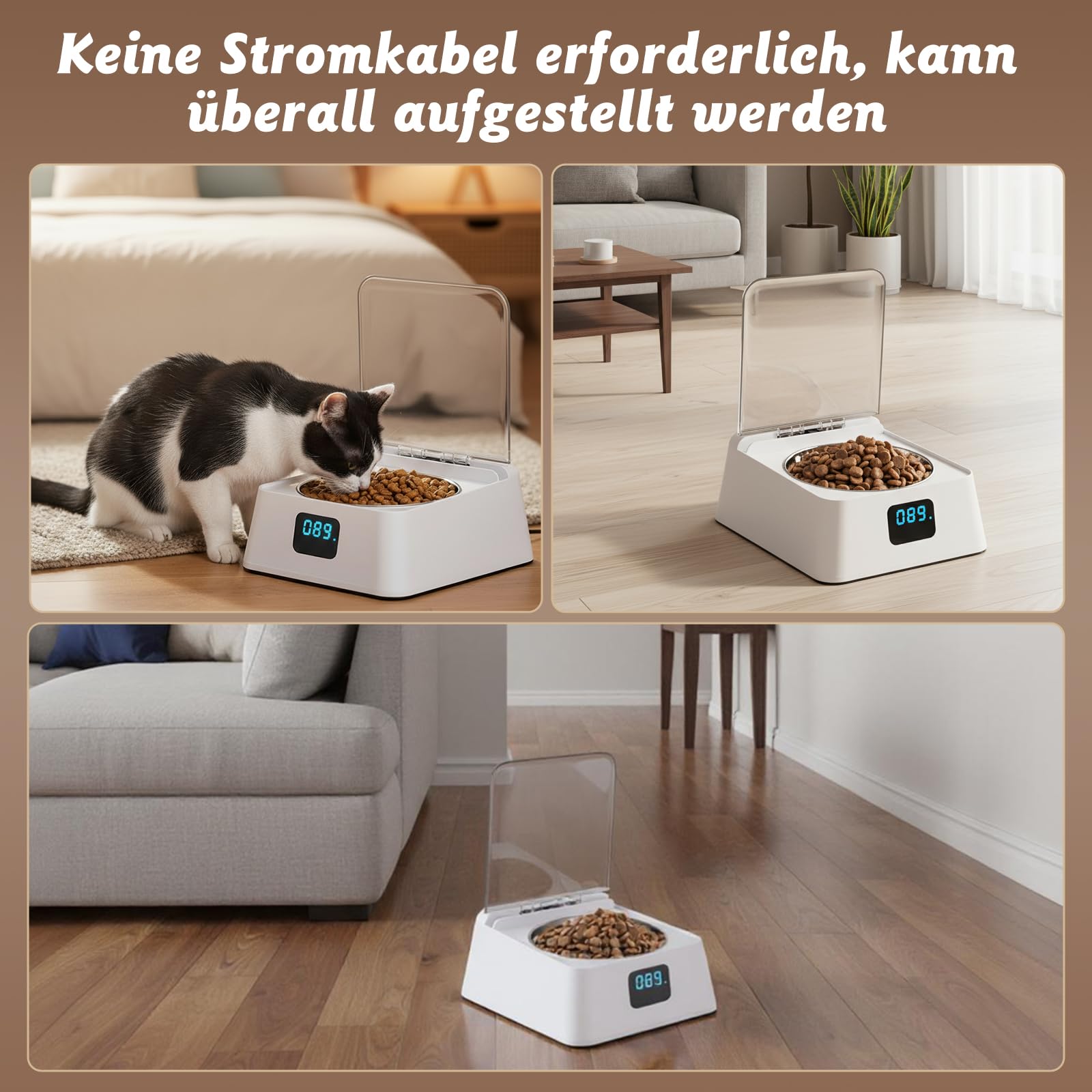Futterautomat Katze nassfutter mit 350 ml Katzennapf,Nassfutterautomat für Katzen und Hunde Kleine,Automatic cat Feeder für Kurzhaar,Maine Coon,Ragdoll