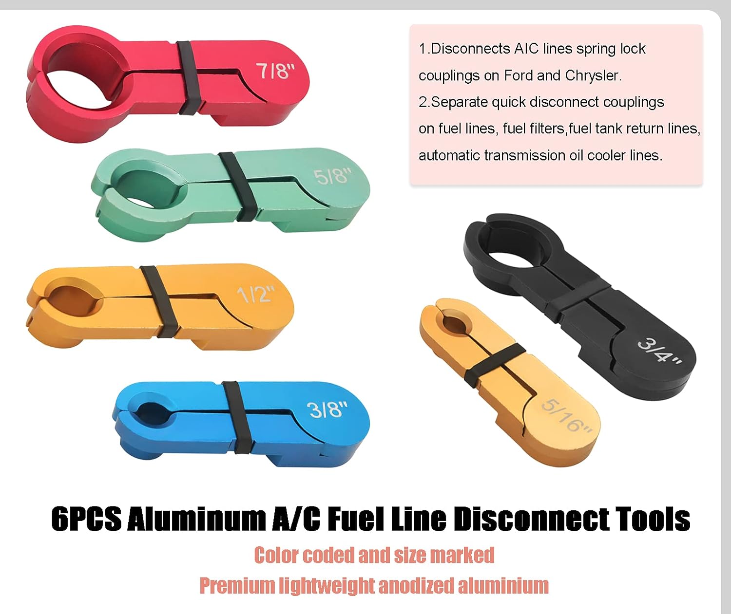 Fuel Line Disconnect Tool Set, 22pcs Master Quick Disconnect Tool Kit for Automotive AC Fuel Line and Transmission Oil Cooler Line, Includes Scissor Type Remover, Compatible with GM Ford Chevy Models