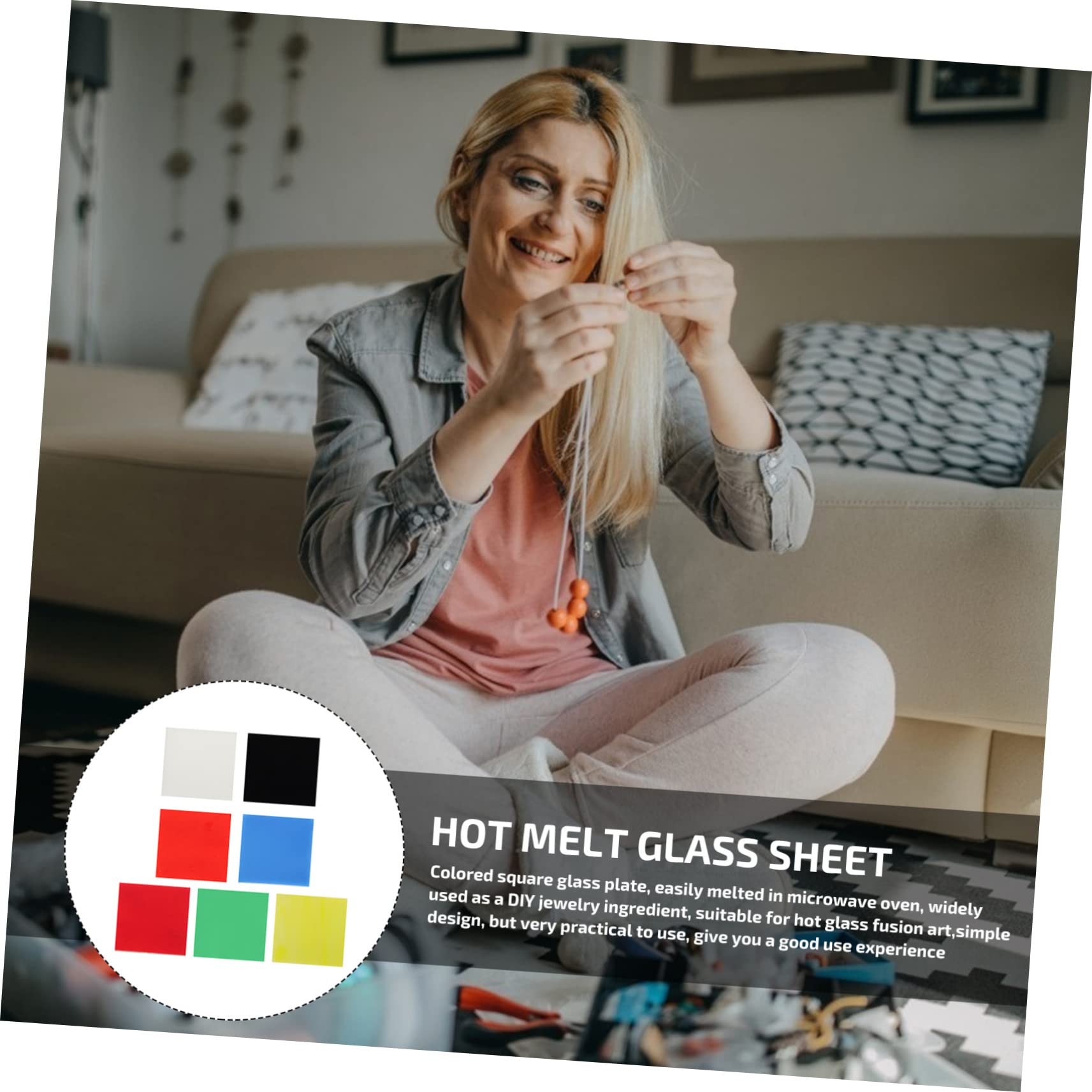 KONTONTY 2sets Professional Square Glass Sheets Microwave Fusing for Decorative Art Projects 7pcs*2