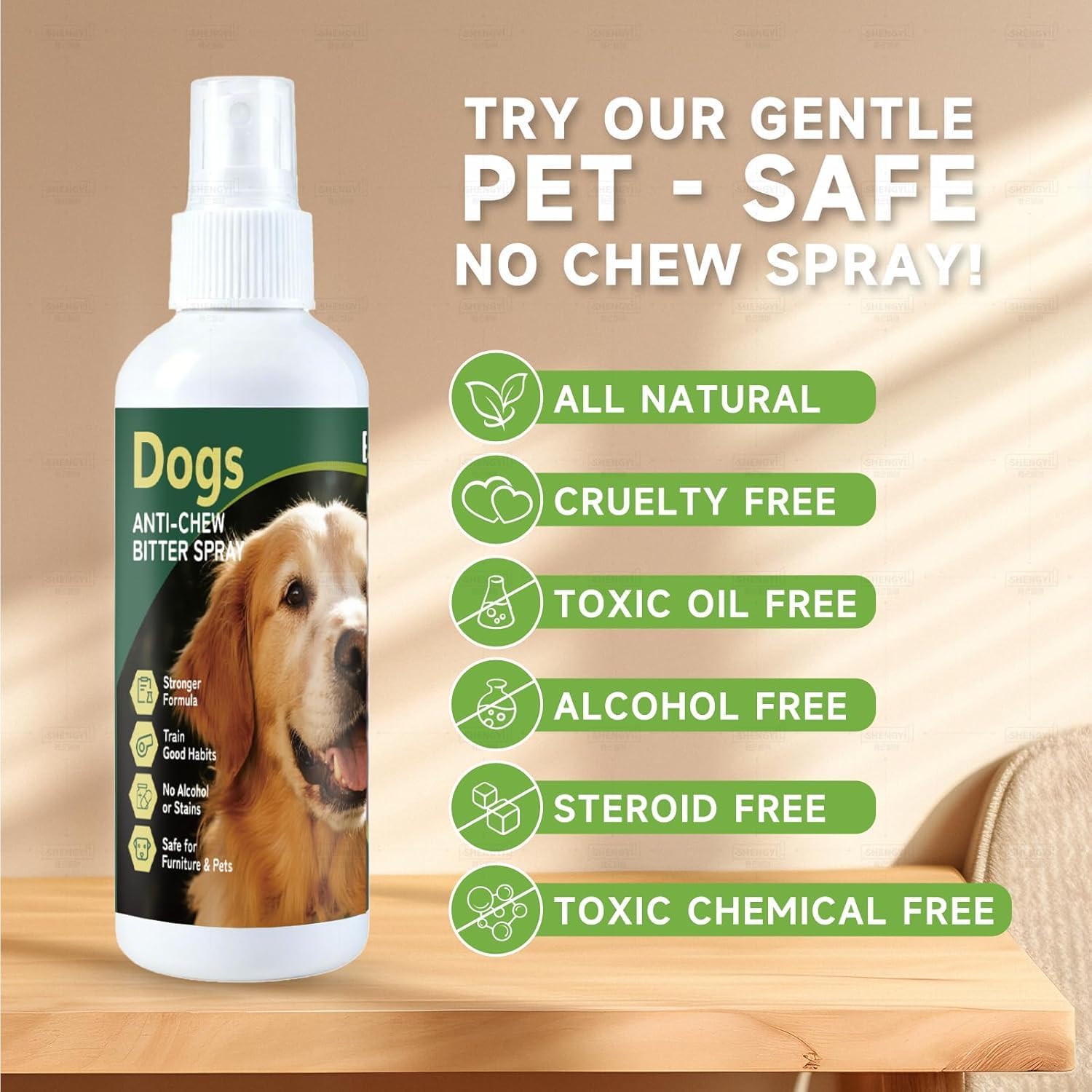 Bitter Dog No Chew Spray, Dog Deterrent Spray for Furniture & Carpet, Puppy Corrector & Training Spray for Dogs & Puppies, Safe & Natural, Prevent Peeing, Biting, Chewing & Licking Injuries, 200ml