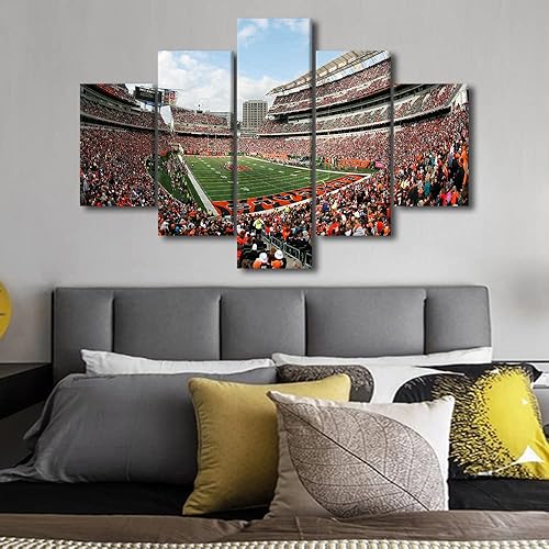 Vista 178 de Cuadros de estadios deportivos de fútbol americano de Minnesota, cuadros de vikingos, 5 paneles, lienzo para pared, arte de pared del estadio