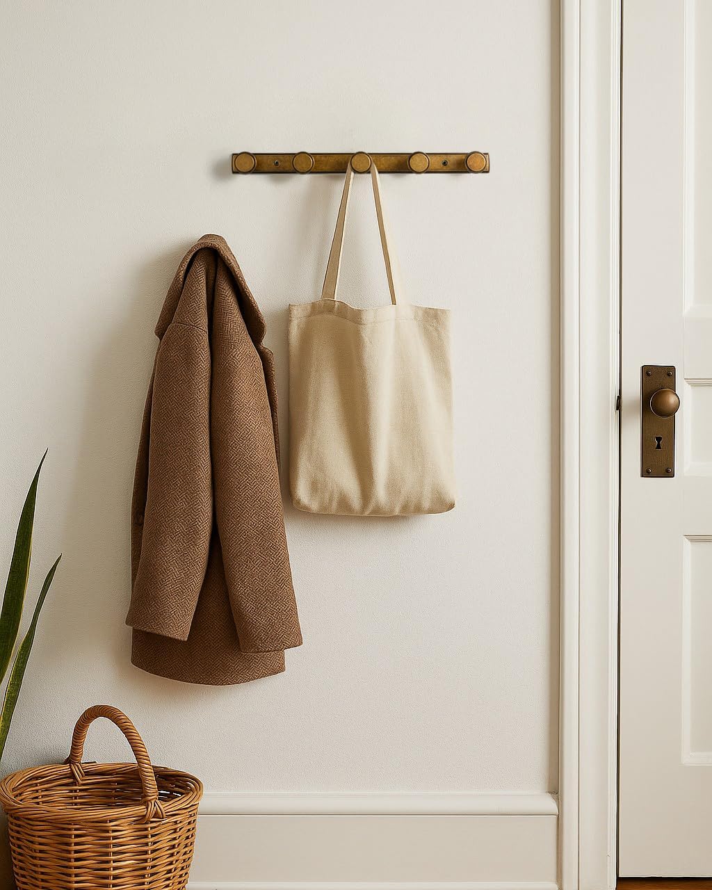 Goo-Ki 1 Pack Antique Brass Coat Rack Wall Mount Heavy Duty, Vintage Brass Towel Rack Zinc Alloy Coat Hooks Wall Mounted for Bag Hat Clothes Scarf
