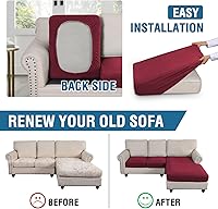 Vista 246 de H.VERSAILTEX 2025 New Sectional Couch Covers 8 Pieces Stretch Sofa Covers for Sectional Sofa Set Separate L Shaped Couch Cover for Both Left/Right