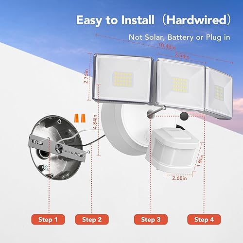 Miniatura 6 de OREiN Luces de inundación con sensor de movimiento para exteriores, 4500LM y sensor de movimiento de 240, luces para exteriores, del anochecer al