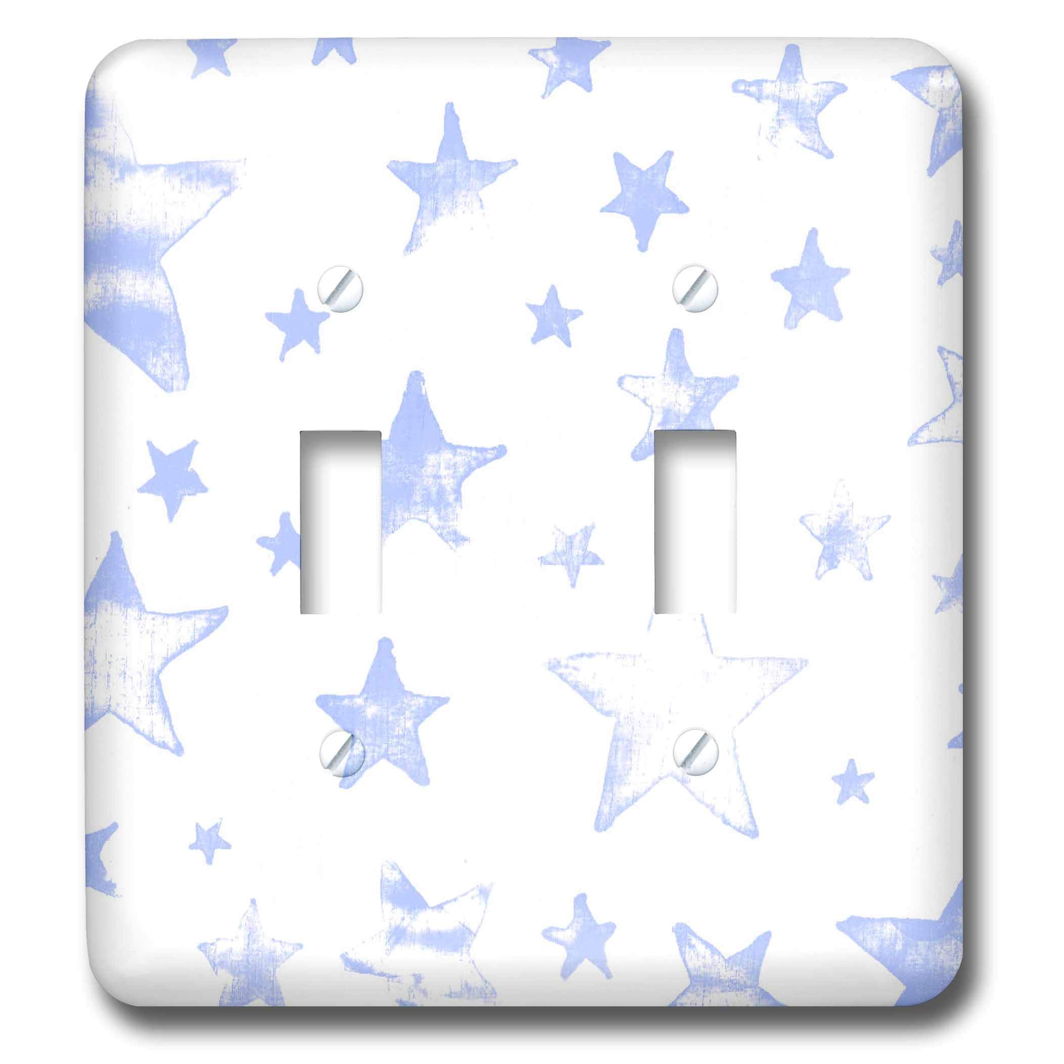 Interruptor de doble palanca estrellas azules y blancas placa decorativa pared