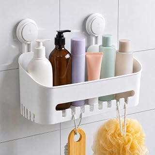 Shower Shelf Without Drilling, Reinforced Suction Cup Shower Organizer, Large Capacity Bathroom Organizer Bathroom Accessories for Shampoo Shower Basket Kitchen Organizer