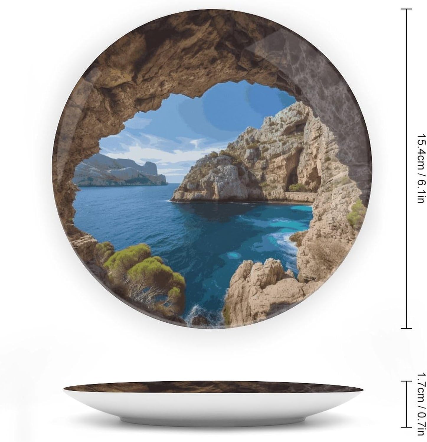 Arch in Mallorca Spain Bone China Decorative Plate Exquisite Ornamental Wall Hanging Platter 6/7/8/10 Inch Vintage Art Ceramic Decor Dish for Home Tabletop Decor Housewarming Gift image 2