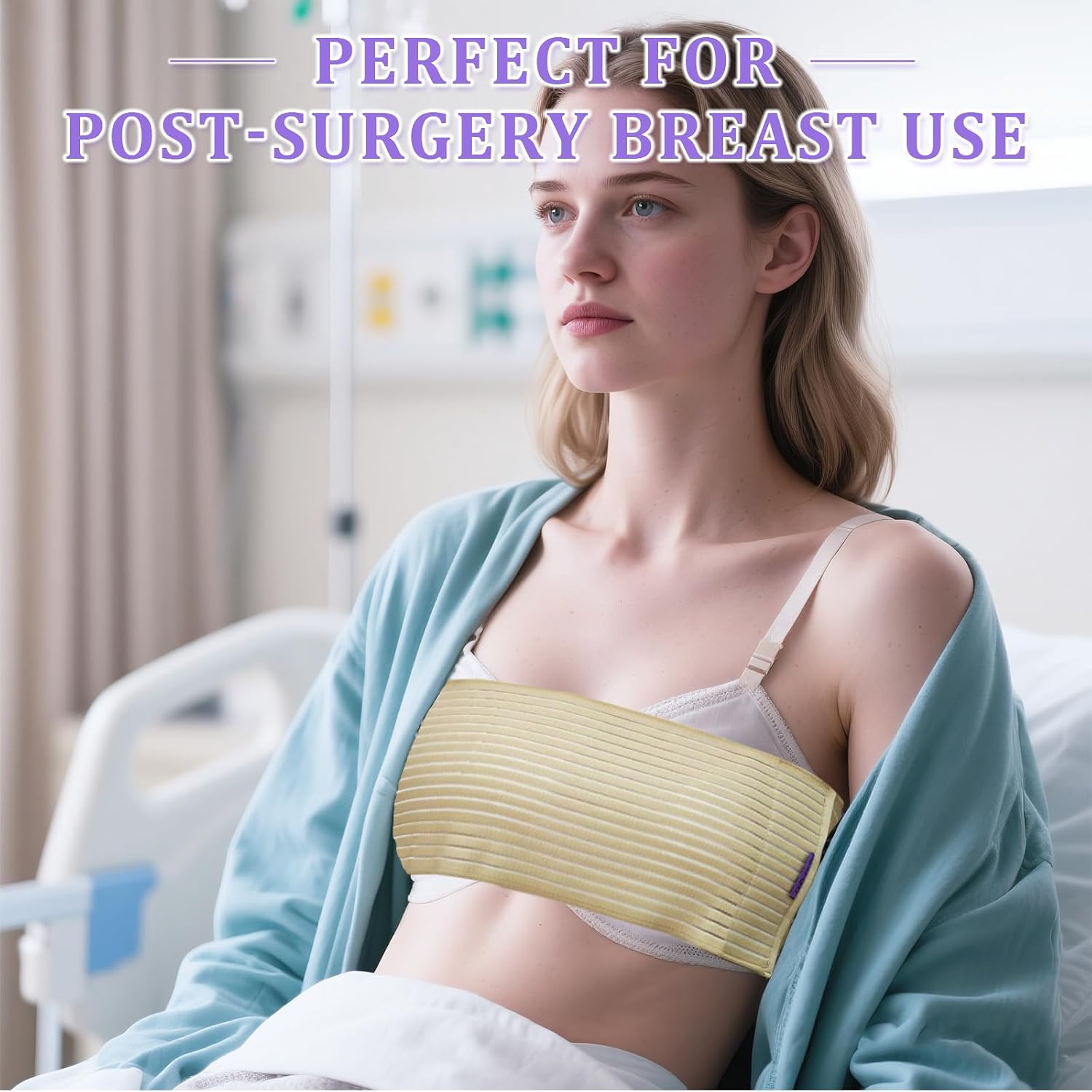 Abdomencare Breast Implant Stabilizer Band I Post Surgery Breast Band Chest Compression Wrap For Women I Breast Augmentation Band I Bra Breast Reduction Recovery Supplies For Healing I One Size (Beige)