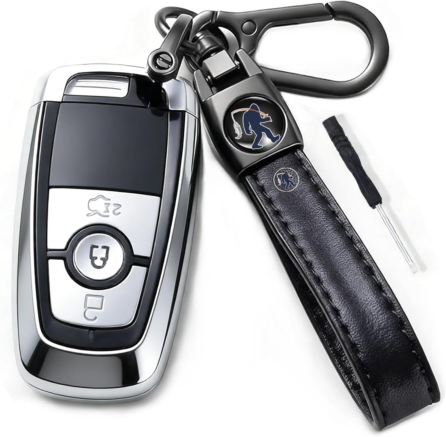 Leather Car Keychain for Men Women,Sturdy Rotatable Key Chain for Cars,Trucks,Car Accessories Gifts for Men Women