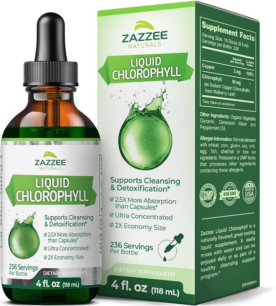 サプリメント Amazon.com: Zazzee Liquid Chlorophyll Drops, 4 Fl Oz, 2X Economy