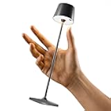 Compact Cordless Table Lamp, Rechargeable LED Night Light, Dual Light Source (RGB Top & Warm Bottom), Touch Control & Timer, Metal Lamp for Bedroom & Kids Room (Black 1pack)