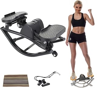 Rock Stepper Cardio Machine for Home Workouts | Low-Impact Fat Burner & Glute Toner with Digital Monitor | 15-Min Quick Silent Stepper, Includes Anti-Slip Mat & Side-to-Side Motion