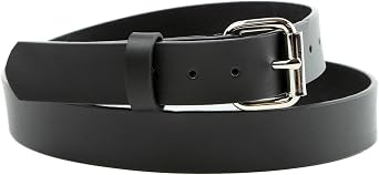 Genuine Black Leather 1 1/4" Wide Heavy Duty Belt Detachable Buckle