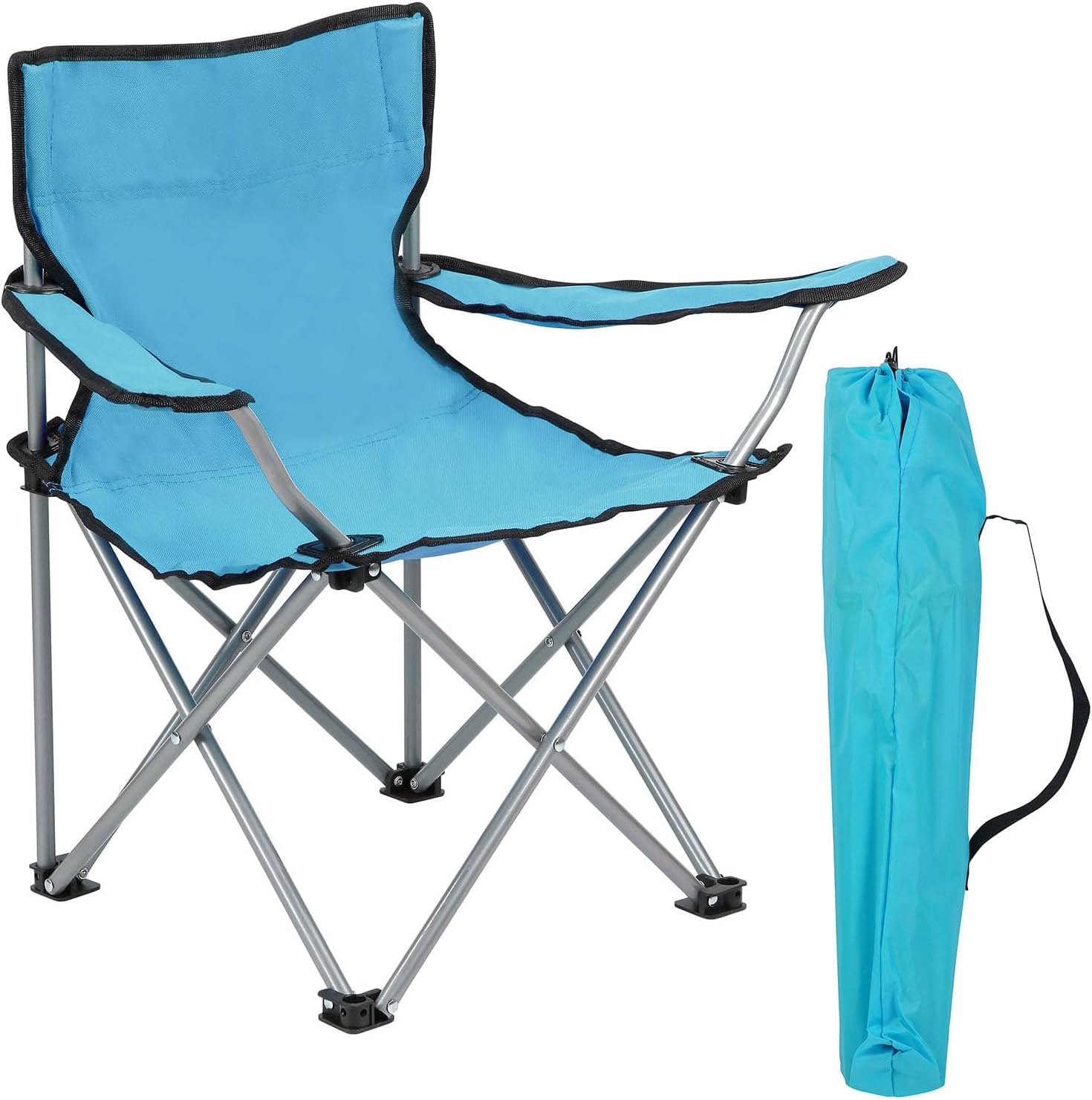 Greenfields Lightweight Folding Kids Camping Garden Chair - Heavy Duty Steel Frame with Carry Bag - Portable Chair for Beach, Yard, Outdoors for Ages 2 to 6 Years Old (Blue)