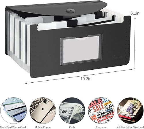 Miniatura 11 de Uquelic Paquete de 2 soportes organizadores de archivos, 13 bolsillos expandibles, organizador de carpetas de archivos, organizador de cupones