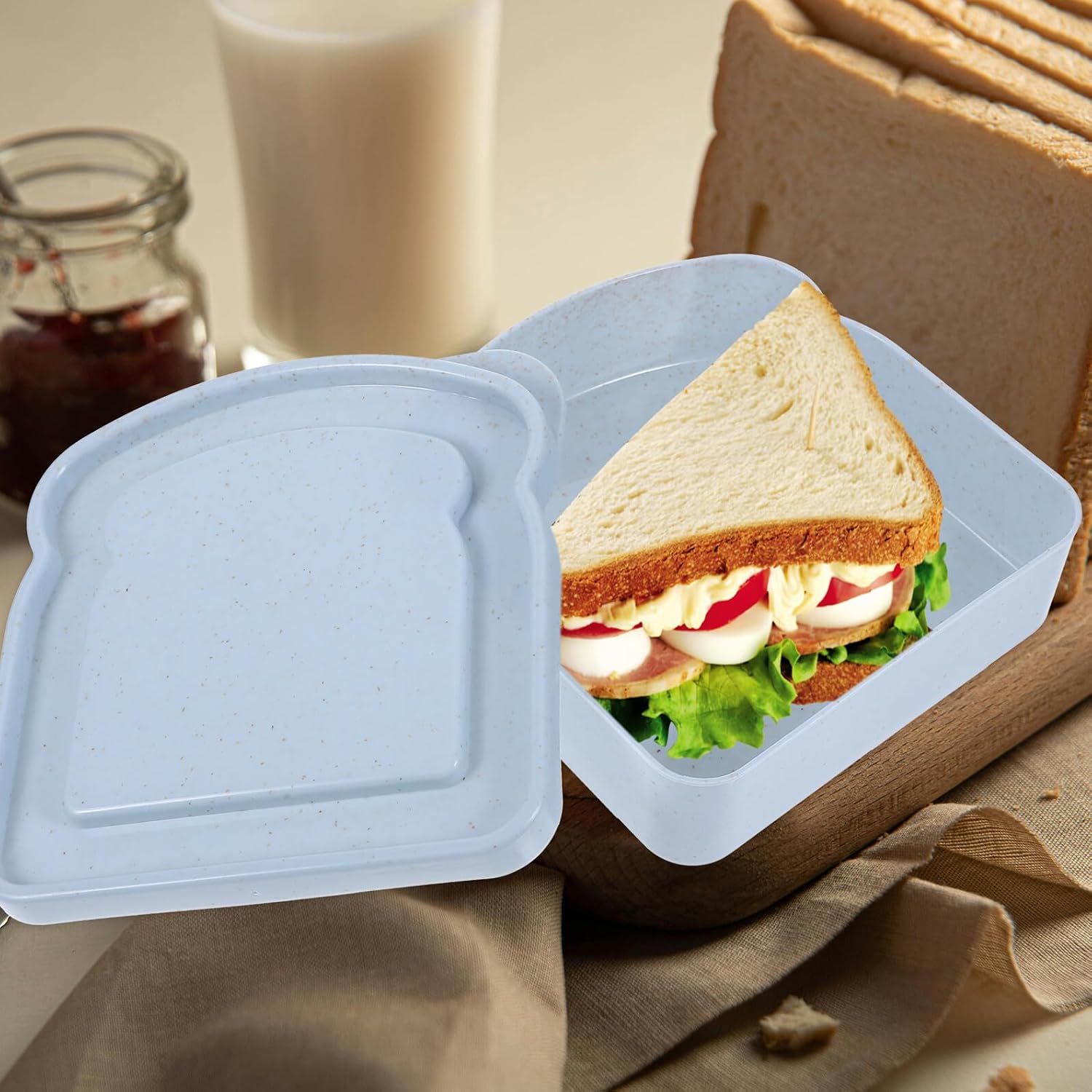 Portable Sandwich Storage Box Bread Container for Toast Blue Food-grade Plastic Small Snack Organizer for Outdoor and Home Refrigerator Use