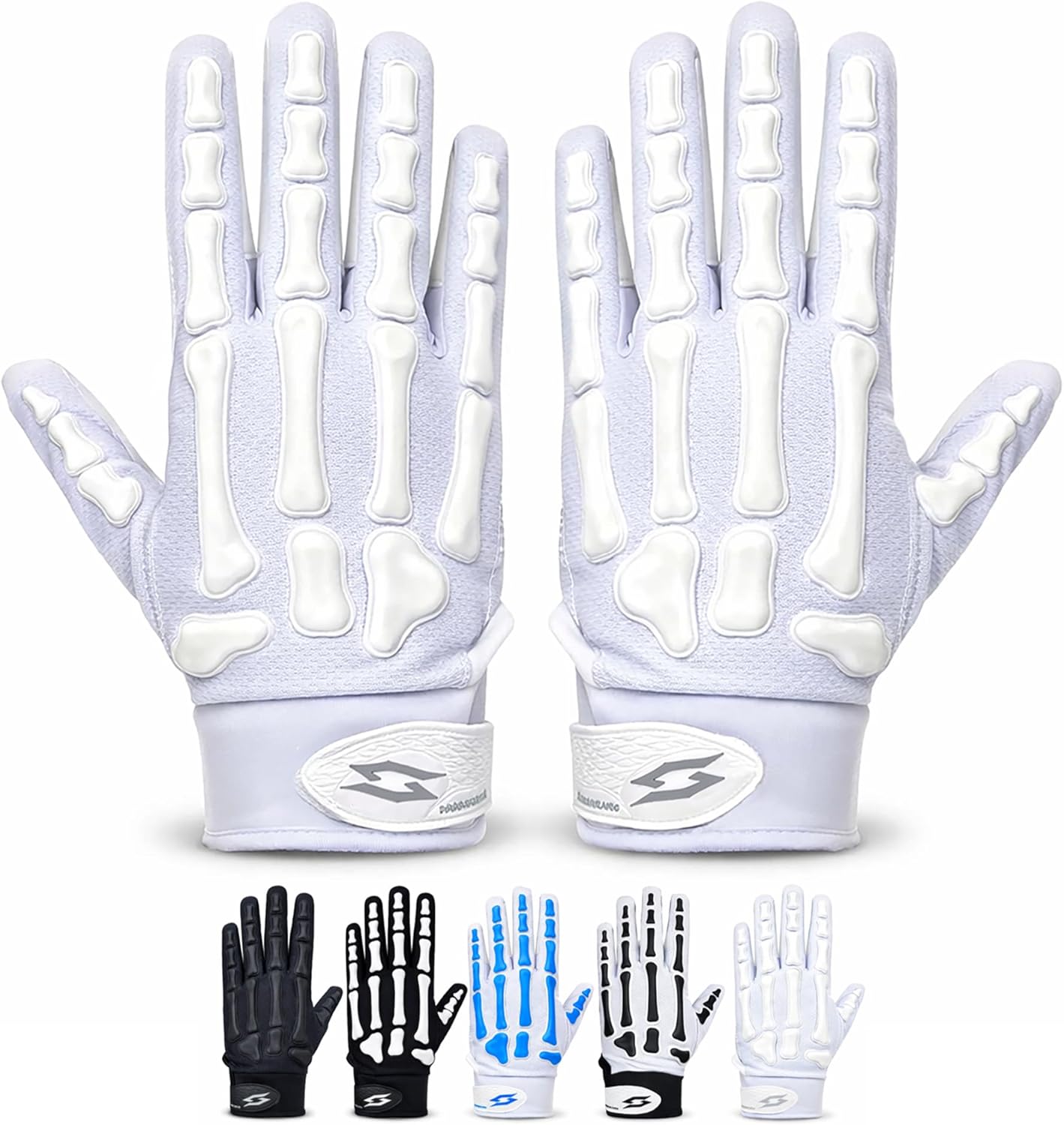 Bone-Padded Football Receiver Gloves, Ultra-Sticky Grip Palms, Battle Impact-Protection Backhand, Breathable Flexible Fit for Youth & Adult